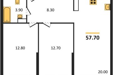 Фото №1: 2-комнатная квартира 57 м², 11/16 эт. - Краснодар, мкр. жилой комплекс Самолёт-6,