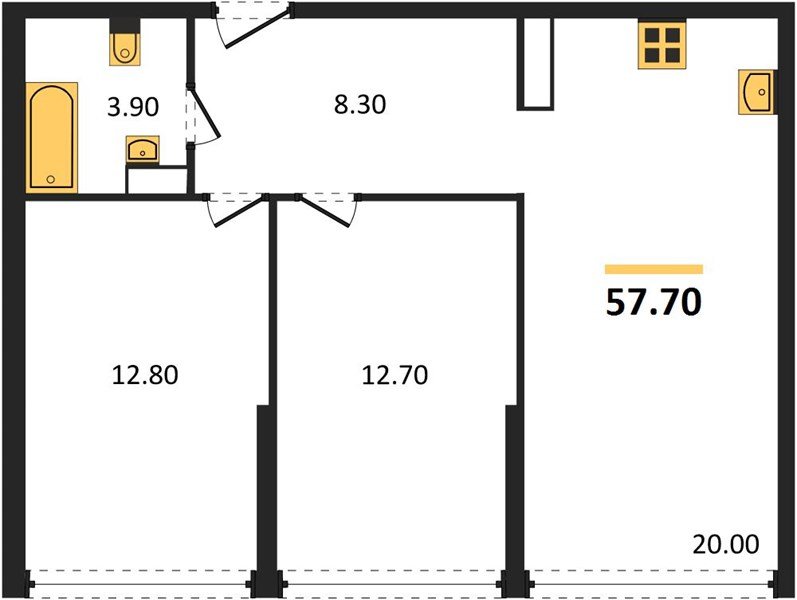 Фото №1: 2-комнатная квартира 57&nbsp;м², 15/16&nbsp;эт. - Краснодар, Прикубанский внутригородской округ, мкр. жилой комплекс Самолёт-6