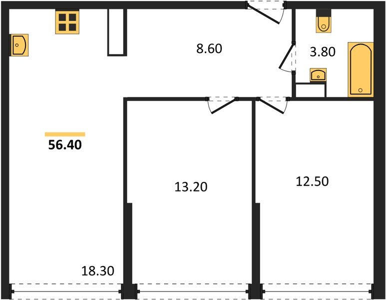 Фото №1: 2-комнатная квартира 56&nbsp;м², 15/16&nbsp;эт. - Краснодар, Прикубанский внутригородской округ, мкр. жилой комплекс Самолёт-6