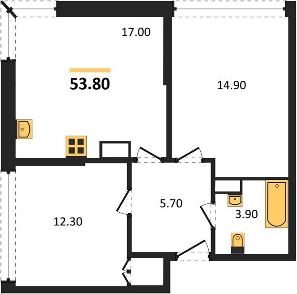 Фото №1: 2-комнатная квартира 53&nbsp;м², 16/16&nbsp;эт. - Краснодар, Прикубанский внутригородской округ, мкр. жилой комплекс Самолёт-6