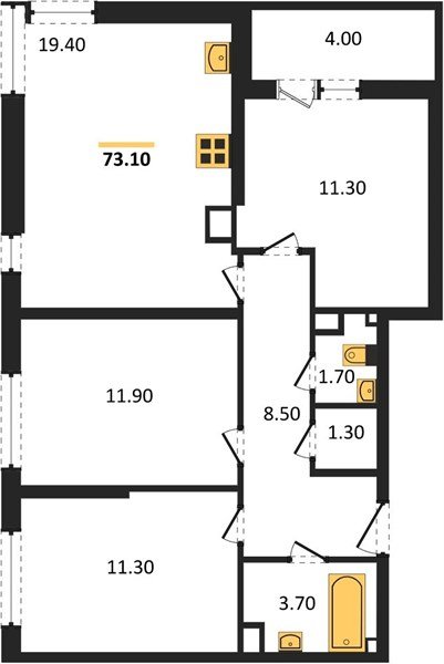 Фото №1: 3-комнатная квартира 73&nbsp;м², 9/16&nbsp;эт. - Краснодар, Прикубанский внутригородской округ, мкр. жилой комплекс Самолёт-6