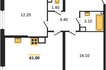 Фото №1: 2-комнатная квартира 61 м², 6/16 эт. - Краснодар, мкр. жилой комплекс Самолёт-6,