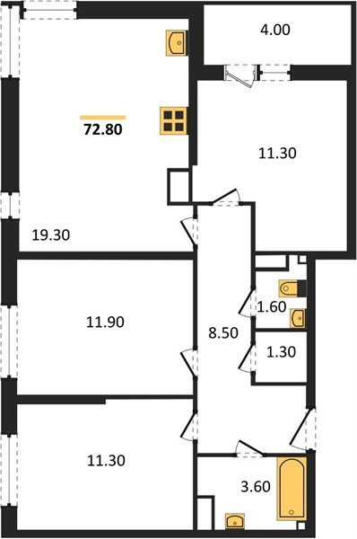 Фото №1: 3-комнатная квартира 72&nbsp;м², 10/16&nbsp;эт. - Краснодар, Прикубанский внутригородской округ, мкр. жилой комплекс Самолёт-6