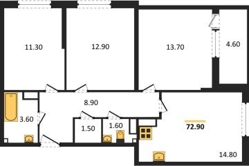 Фото №1: 3-комнатная квартира 72 м², 14/16 эт. - Краснодар, мкр. жилой комплекс Самолёт-6,