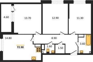 Фото №1: 3-комнатная квартира 72 м², 13/16 эт. - Краснодар, мкр. жилой комплекс Самолёт-6,