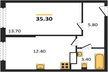 Фото №1: 1-комнатная квартира 35 м², 8/16 эт. - Краснодар, мкр. жилой комплекс Самолёт-6,