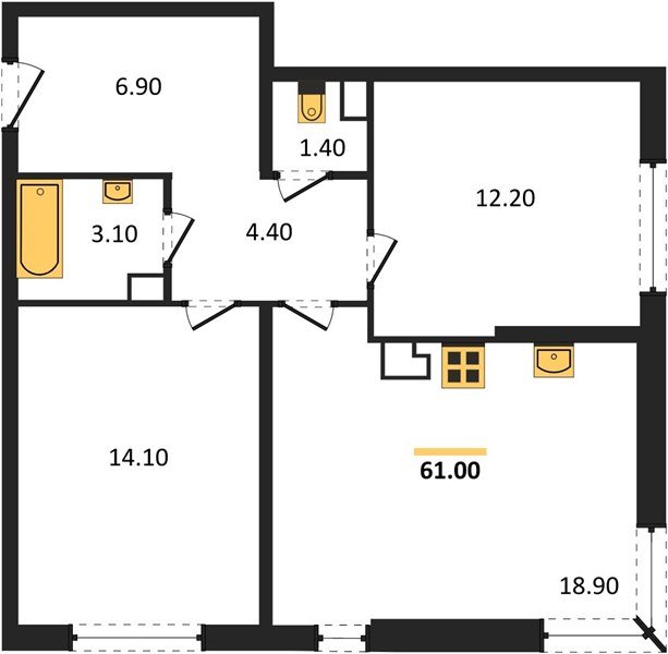 Фото №1: 2-комнатная квартира 61&nbsp;м², 4/16&nbsp;эт. - Краснодар, Прикубанский внутригородской округ, мкр. жилой комплекс Самолёт-6