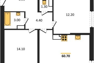Фото №1: 2-комнатная квартира 60 м², 11/16 эт. - Краснодар, мкр. жилой комплекс Самолёт-6,