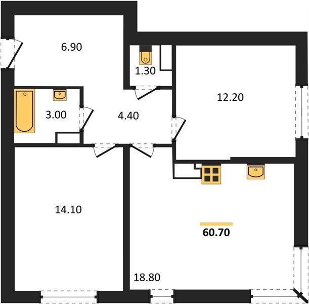 Фото №1: 2-комнатная квартира 60&nbsp;м², 11/16&nbsp;эт. - Краснодар, Прикубанский внутригородской округ, мкр. жилой комплекс Самолёт-6