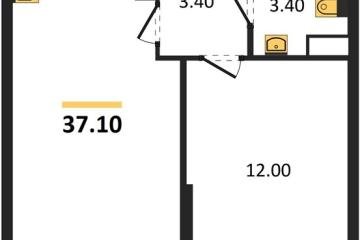 Фото №1: 1-комнатная квартира 37 м², 13/16 эт. - Краснодар, мкр. жилой комплекс Самолёт-6,