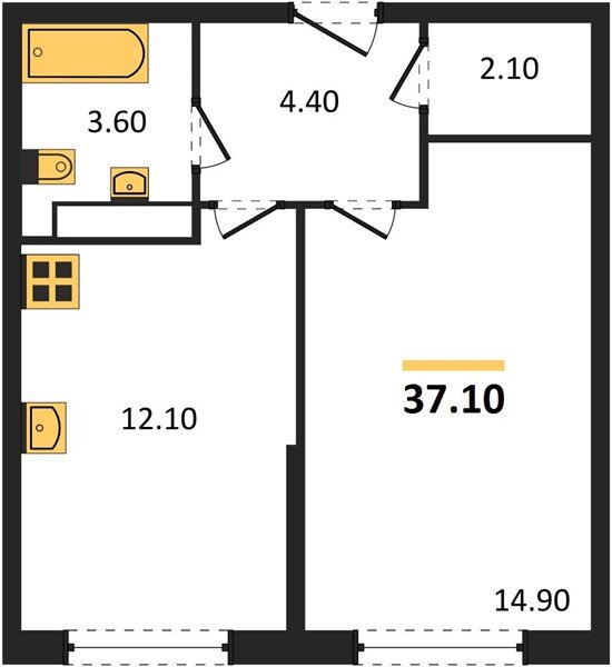 Фото №1: 1-комнатная квартира 37&nbsp;м², 11/16&nbsp;эт. - Краснодар, Прикубанский внутригородской округ, мкр. жилой комплекс Самолёт-6
