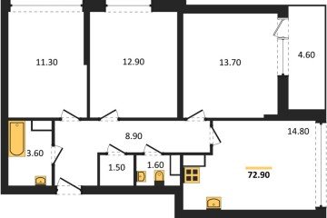 Фото №1: 3-комнатная квартира 72 м², 15/16 эт. - Краснодар, мкр. жилой комплекс Самолёт-6,