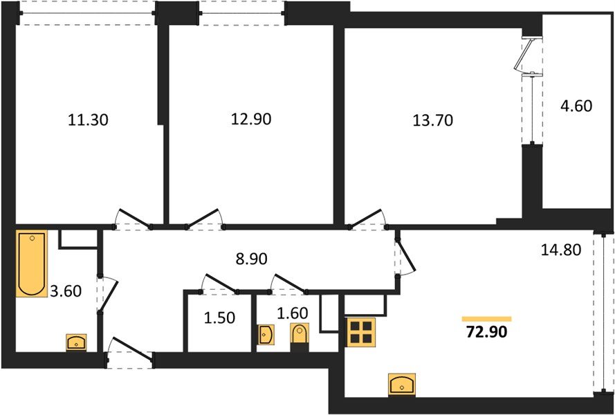 Фото №1: 3-комнатная квартира 72&nbsp;м², 15/16&nbsp;эт. - Краснодар, Прикубанский внутригородской округ, мкр. жилой комплекс Самолёт-6