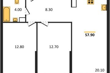 Фото №1: 2-комнатная квартира 57 м², 8/16 эт. - Краснодар, мкр. жилой комплекс Самолёт-6,