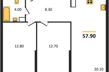 Фото №1: 2-комнатная квартира 57 м², 9/16 эт. - Краснодар, мкр. жилой комплекс Самолёт-6,