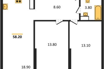 Фото №1: 2-комнатная квартира 58 м², 16/16 эт. - Краснодар, мкр. жилой комплекс Самолёт-6,