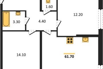 Фото №1: 2-комнатная квартира 61 м², 1/16 эт. - Краснодар, мкр. жилой комплекс Самолёт-6,