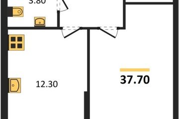 Фото №1: 1-комнатная квартира 37 м², 1/16 эт. - Краснодар, мкр. жилой комплекс Самолёт-6,
