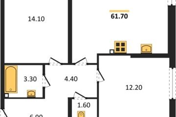 Фото №1: 2-комнатная квартира 61 м², 1/16 эт. - Краснодар, мкр. жилой комплекс Самолёт-6,