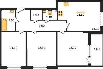 Фото №1: 3-комнатная квартира 73 м², 1/16 эт. - Краснодар, мкр. жилой комплекс Самолёт-6,