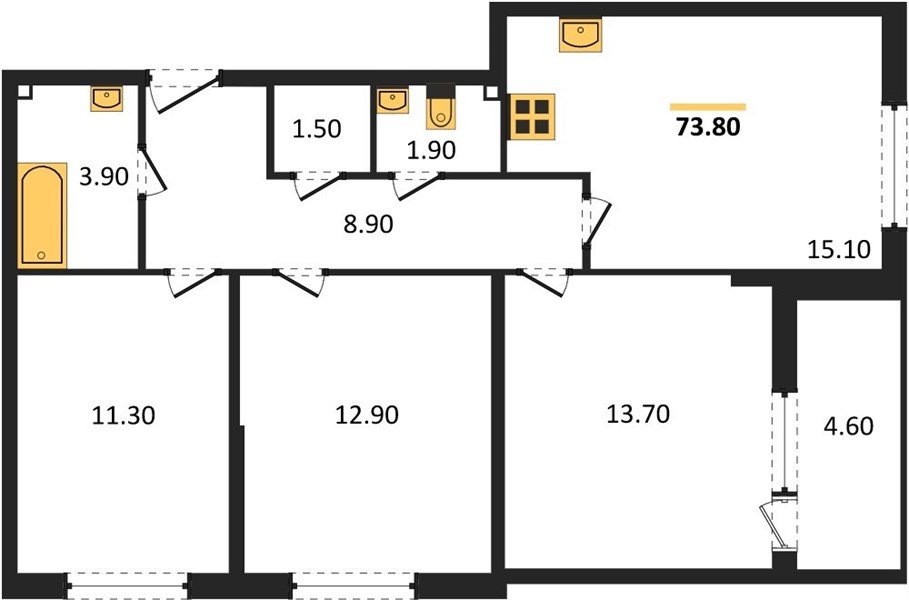 Фото №1: 3-комнатная квартира 73&nbsp;м², 1/16&nbsp;эт. - Краснодар, Прикубанский внутригородской округ, мкр. жилой комплекс Самолёт-6