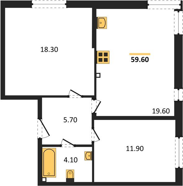 Фото №1: 2-комнатная квартира 59&nbsp;м², 1/16&nbsp;эт. - Краснодар, Прикубанский внутригородской округ, мкр. жилой комплекс Самолёт-6