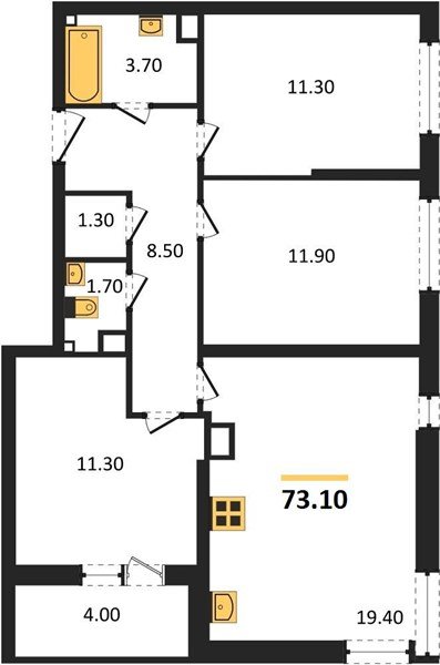 Фото №1: 3-комнатная квартира 73&nbsp;м², 2/16&nbsp;эт. - Краснодар, Прикубанский внутригородской округ, мкр. жилой комплекс Самолёт-6