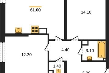 Фото №1: 2-комнатная квартира 61 м², 2/16 эт. - Краснодар, мкр. жилой комплекс Самолёт-6,