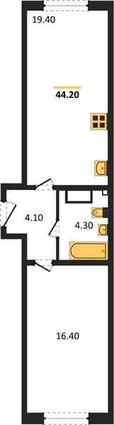 Фото №1: 1-комнатная квартира 44&nbsp;м², 2/16&nbsp;эт. - Краснодар, Прикубанский внутригородской округ, мкр. жилой комплекс Самолёт-6