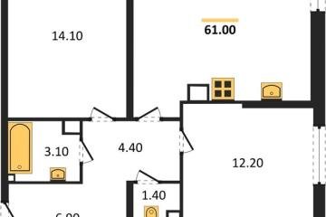 Фото №1: 2-комнатная квартира 61 м², 7/16 эт. - Краснодар, мкр. жилой комплекс Самолёт-6,