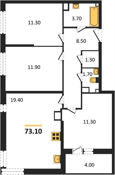 Фото №1: 3-комнатная квартира 73&nbsp;м², 2/16&nbsp;эт. - Краснодар, Прикубанский внутригородской округ, мкр. жилой комплекс Самолёт-6