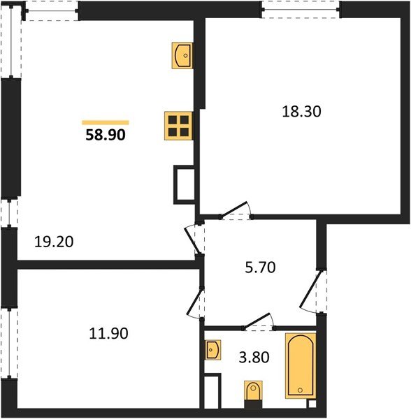 Фото №1: 2-комнатная квартира 58&nbsp;м², 13/16&nbsp;эт. - Краснодар, Прикубанский внутригородской округ, мкр. жилой комплекс Самолёт-6