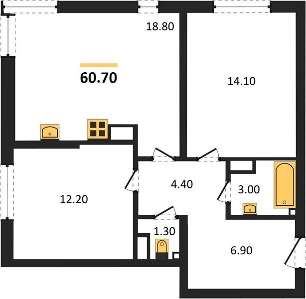 Фото №1: 2-комнатная квартира 60&nbsp;м², 10/16&nbsp;эт. - Краснодар, Прикубанский внутригородской округ, мкр. жилой комплекс Самолёт-6