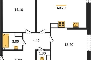 Фото №1: 2-комнатная квартира 60 м², 14/16 эт. - Краснодар, мкр. жилой комплекс Самолёт-6,