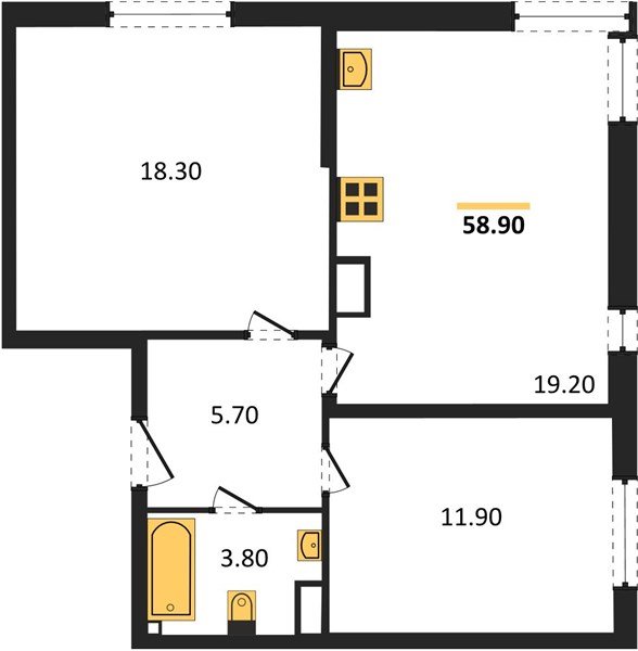 Фото №1: 2-комнатная квартира 58&nbsp;м², 13/16&nbsp;эт. - Краснодар, Прикубанский внутригородской округ, мкр. жилой комплекс Самолёт-6
