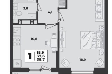 Фото №1: 1-комнатная квартира 39 м², 2/9 эт. - Краснодар, мкр. жилой комплекс Лето, ул. имени Генерала Корнилова, 1
