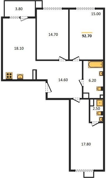 Фото №1: 3-комнатная квартира 92&nbsp;м², 5/9&nbsp;эт. - Краснодар, Прикубанский внутригородской округ, мкр. Парк Победы, ул. имени Героя Дангириева, 2