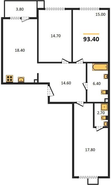 Фото №1: 3-комнатная квартира 93&nbsp;м², 2/9&nbsp;эт. - Краснодар, Прикубанский внутригородской округ, мкр. Парк Победы, ул. имени Героя Дангириева, 2к2