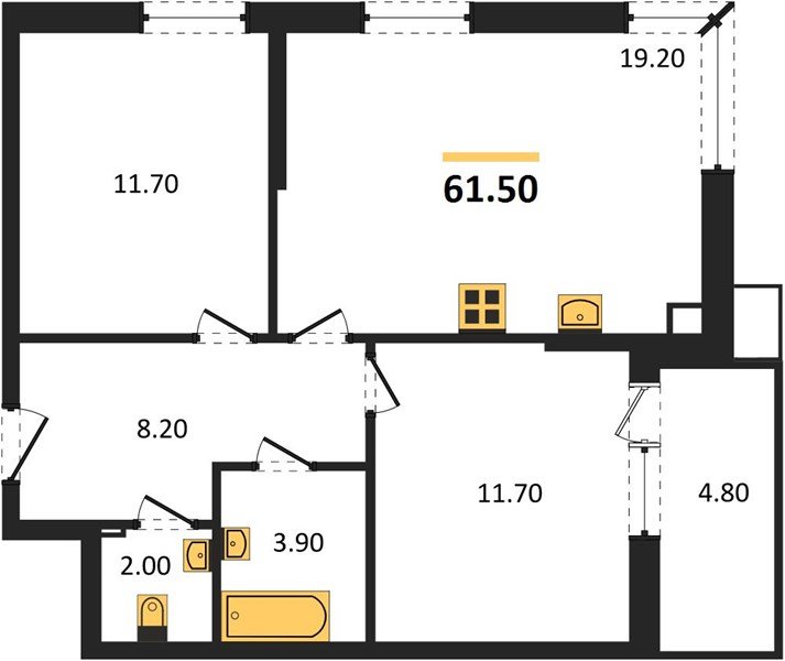 Фото №1: 2-комнатная квартира 61&nbsp;м², 2/18&nbsp;эт. - Краснодар, Прикубанский внутригородской округ, мкр. Парк Победы, ул. имени Героя Дангириева, 2к1