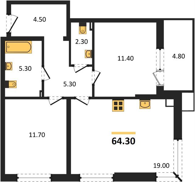 Фото №1: 2-комнатная квартира 64&nbsp;м², 2/18&nbsp;эт. - Краснодар, Прикубанский внутригородской округ, мкр. Парк Победы, ул. имени Героя Дангириева, 2к1