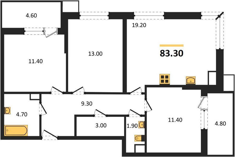 Фото №1: 3-комнатная квартира 83&nbsp;м², 7/18&nbsp;эт. - Краснодар, Прикубанский внутригородской округ, мкр. Парк Победы, ул. имени Героя Дангириева, 2к1