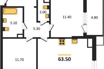Фото №1: 2-комнатная квартира 63 м², 8/18 эт. - Краснодар, мкр. Парк Победы, ул. имени Героя Дангириева, 2к1