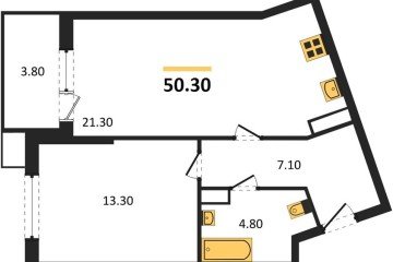 Фото №1: 1-комнатная квартира 50 м², 12/18 эт. - Краснодар, мкр. Парк Победы, ул. имени Героя Дангириева, 2к1
