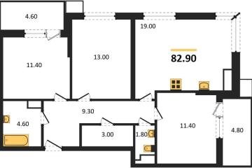 Фото №1: 3-комнатная квартира 82 м², 11/18 эт. - Краснодар, мкр. Парк Победы, ул. имени Героя Дангириева, 2к1