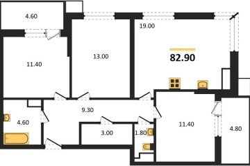 Фото №1: 3-комнатная квартира 82 м², 15/18 эт. - Краснодар, мкр. Парк Победы, ул. имени Героя Дангириева, 2к1