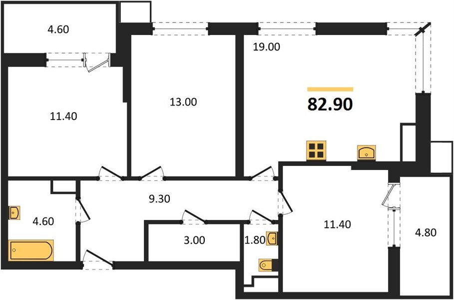 Фото №1: 3-комнатная квартира 82&nbsp;м², 15/18&nbsp;эт. - Краснодар, Прикубанский внутригородской округ, мкр. Парк Победы, ул. имени Героя Дангириева, 2к1