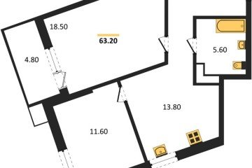 Фото №1: 2-комнатная квартира 63 м², 4/18 эт. - Краснодар, мкр. Парк Победы,