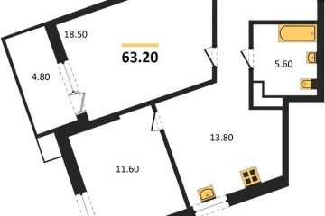 Фото №1: 2-комнатная квартира 63 м², 9/18 эт. - Краснодар, мкр. Парк Победы,
