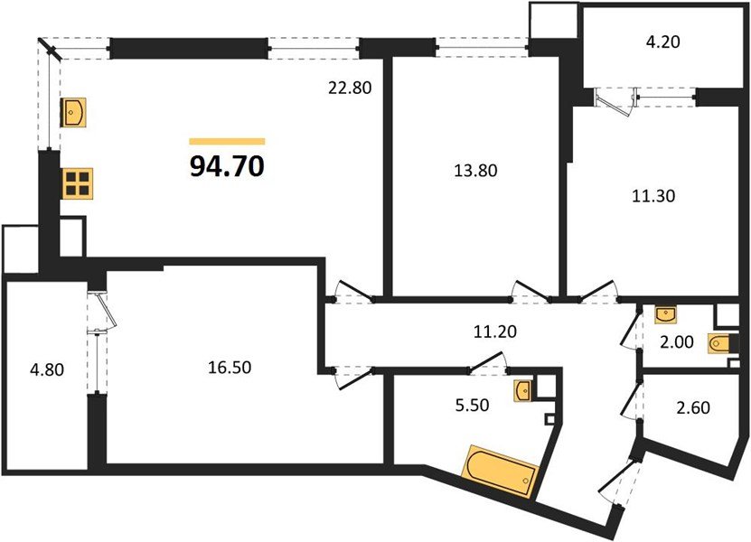 Фото №1: 3-комнатная квартира 94&nbsp;м², 4/18&nbsp;эт. - Краснодар, Прикубанский внутригородской округ, мкр. Парк Победы