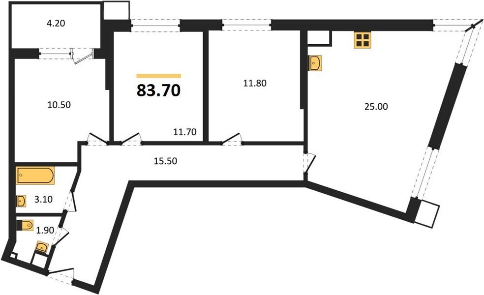 Фото №1: 3-комнатная квартира 83&nbsp;м², 3/18&nbsp;эт. - Краснодар, Прикубанский внутригородской округ, мкр. Парк Победы